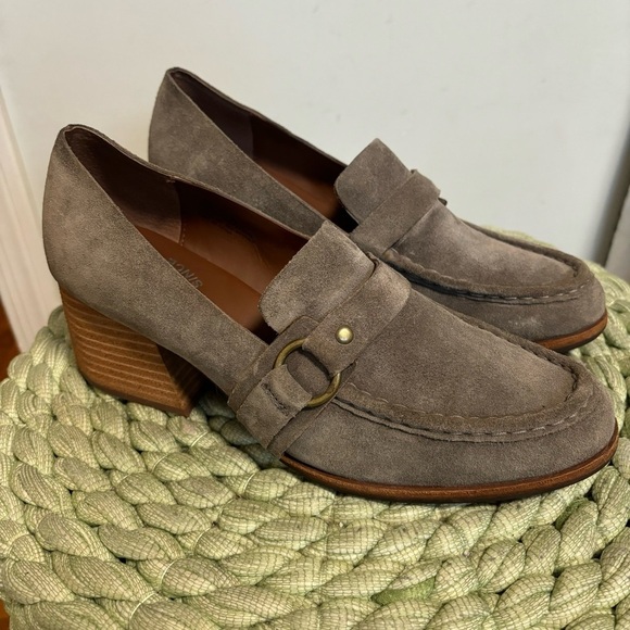 Kork-Ease Aki Gray Pietra Suede 90’s Chunky Slip On Heel Loafer - Picture 1 of 10